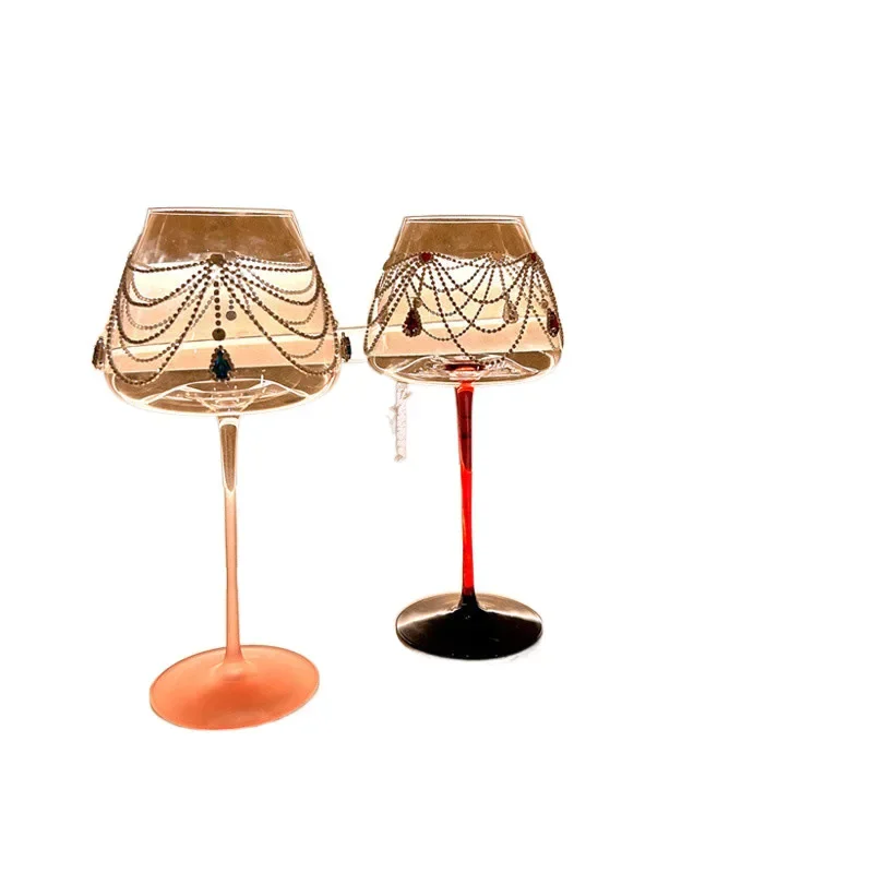 

[Niche high-end sense] Diamond cup gift box crystal glass tall red wine glass light luxury high-end wine