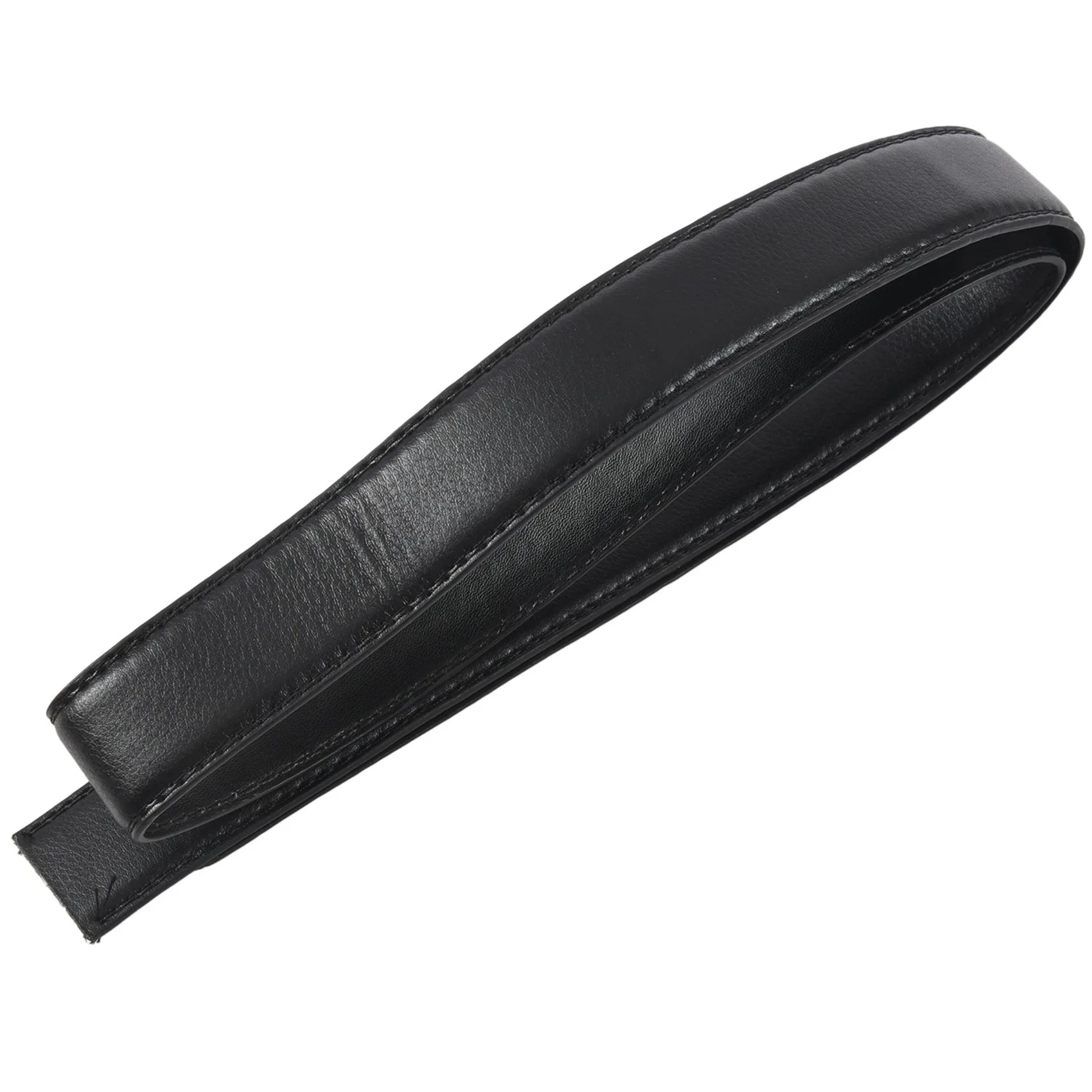 

NEW-2X Luxury Men's Leather Automatic Ribbon Waist Strap Belt Without Buckle Black
