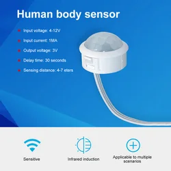 1-3pcs PIR Sensor Detector Smart Switch DC4-12V 1MA LED PIR Infrared Motion Sensor Detection Automatic Sensor Light Switch 4-7M