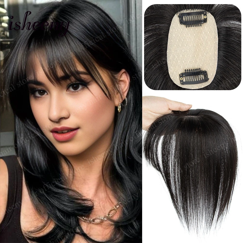

Real Human Hair Topper 5x9cm Breathable Hair Net Black Brown Blonde Hair Straight Machine Remy Top Hair Pieces for Women 20g