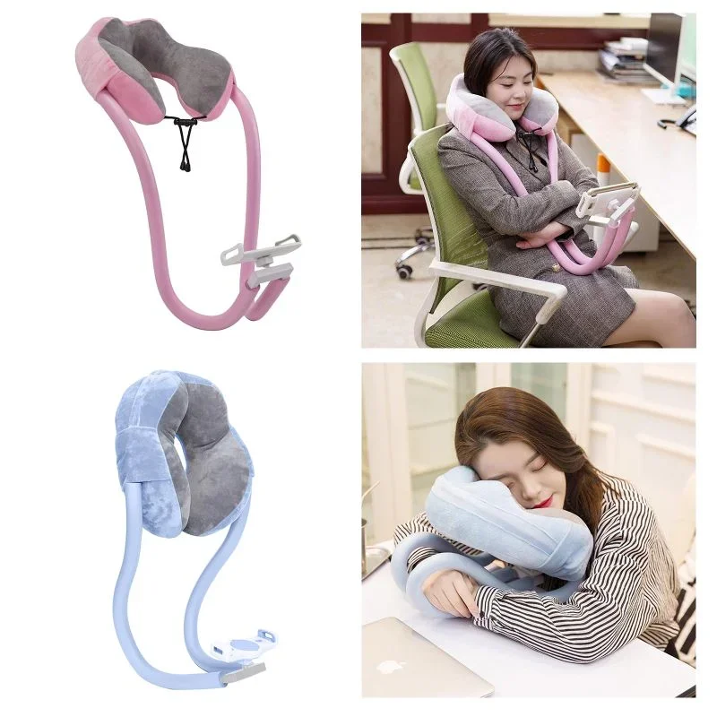 360° Phone & Tablet Pillow Holder Travel Pillow With Mobile Phone Holder Lazy U Shape Neck Support Pillow With Flexible