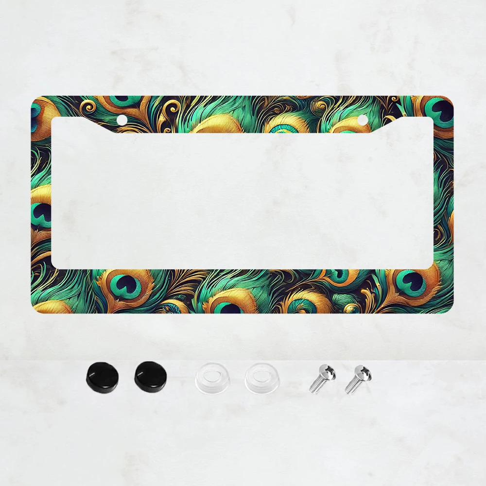 

1 шт. Алюминиевая рамка для номерного знака с изображением павлиньего пера, красивая рамка с изображением животного/птицы - 6 x 12 дюймов, стандартный размер США
