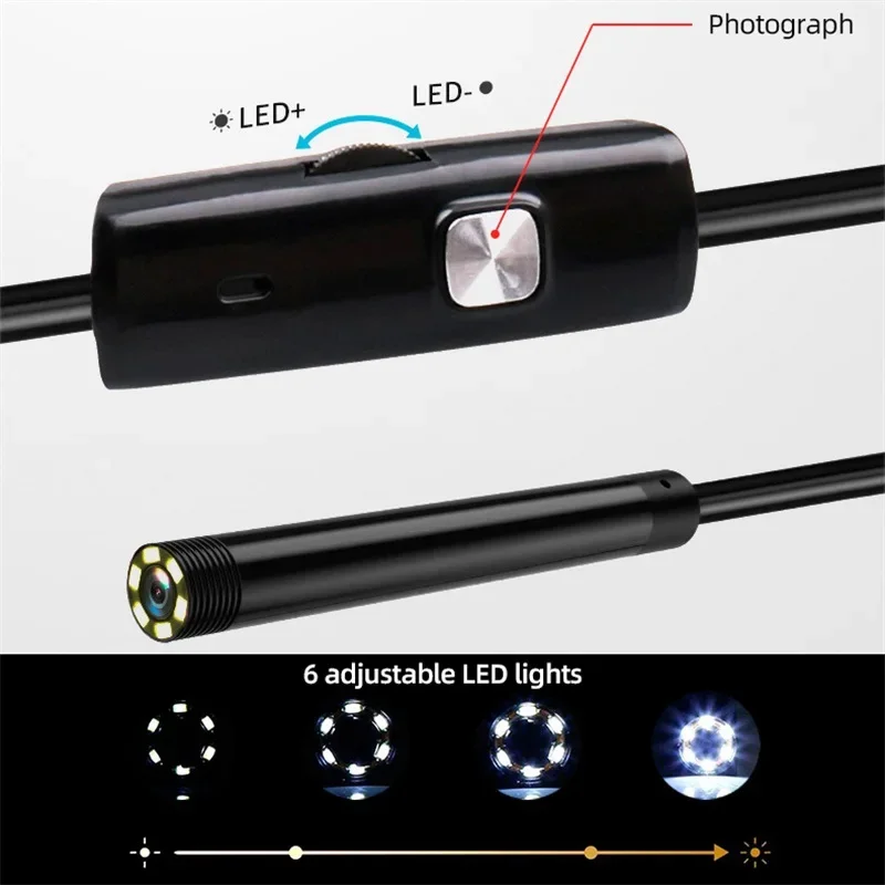 KERUI Industrial Borescope, 3 in 1 Endoscope Camera with 6 LEDs, Type C,IP67 Waterproof, OTG Mini Camera for Pipeline Inspection