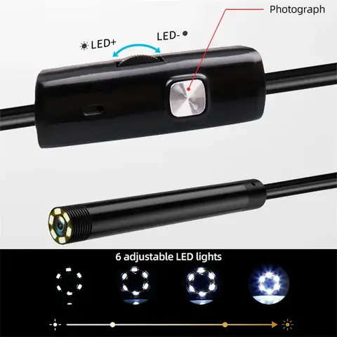 KERUI Industrial Borescope, 3 in 1 Endoscope Camera with 6 LEDs, Type C,IP67 Waterproof, OTG Mini Camera for Pipeline Inspection