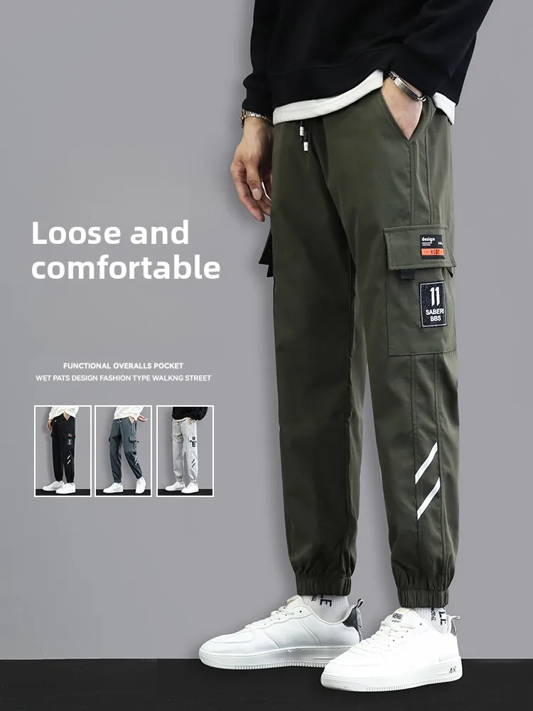 

Autumnal Fce-Lined Casual Trousers Men's Loose Cuffed Workwear Pants Teenage High School Students Faionable Urban Sle