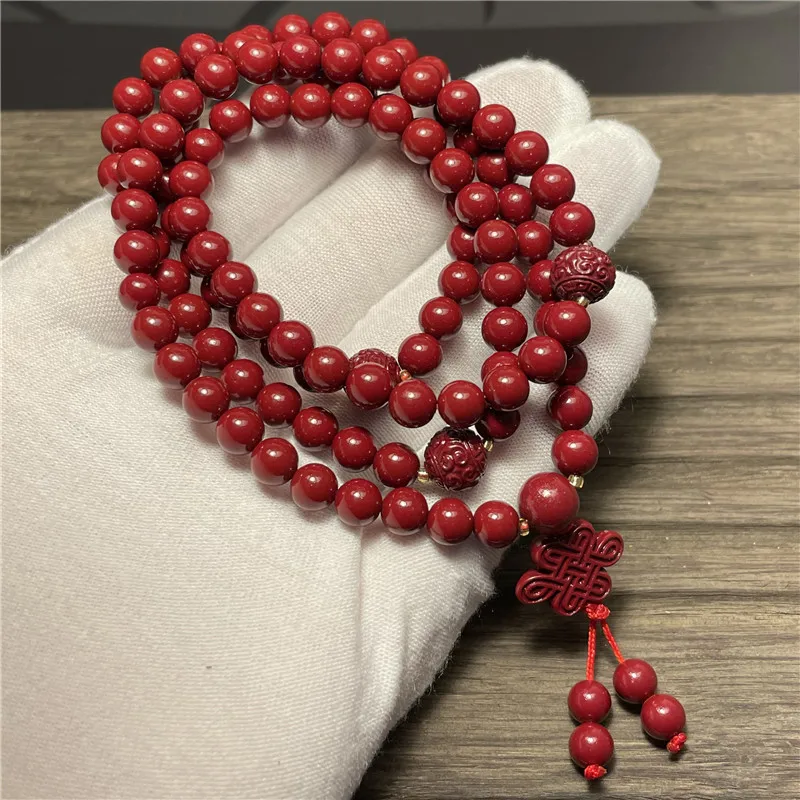 Raw Ore Purple Cinnabar108Buddha Beads Multi-Circle Bracelet Emperor Chai Golden Sand Bracelet Single Circle Bracelet Support Mo