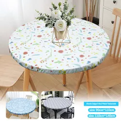 Elastic Edged Vinyl Fitted Tablecloth Flannel Backed & Elastic Edge Table Cover Indoor Outdoor Round Fitted Vinyl Table Cloth