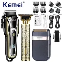 Kemei KM-PG1990A KM-T9 KM-2024 Professional Men's Barber Set Men's Electric Razor Electric Barber Hair Trimmer for Men Clippers