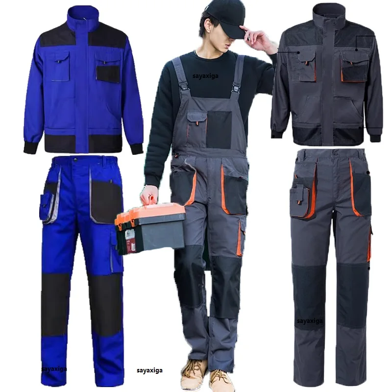 

Work Jacket Men Electrician Cargo Trousers Multi Pockets Work Vest For Tools Bib Overalls Men Workwear Uniform For Welding Suits