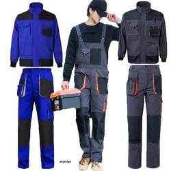 Work Jacket Men Electrician Cargo Trousers Multi Pockets Work Vest For Tools Bib Overalls Men Workwear Uniform For Welding Suits