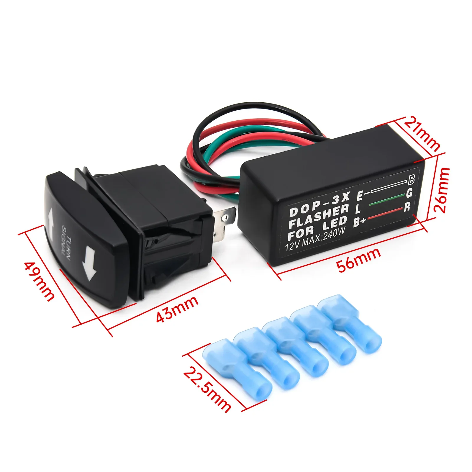 AD Turn Signal Rocker Switch LED for RV Vehicle Off-Road Pickup Tractor Boat Motorcycle 4Pin Universal Switch Turn Signal Kit