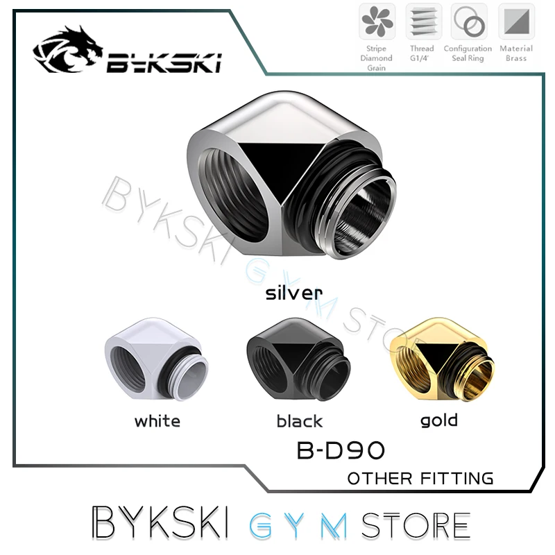 Bykski Angled Fitting, 90 Degree Elbow Water Cooling Connector G1/4 F-M Thread, 4 Colors, B-D90