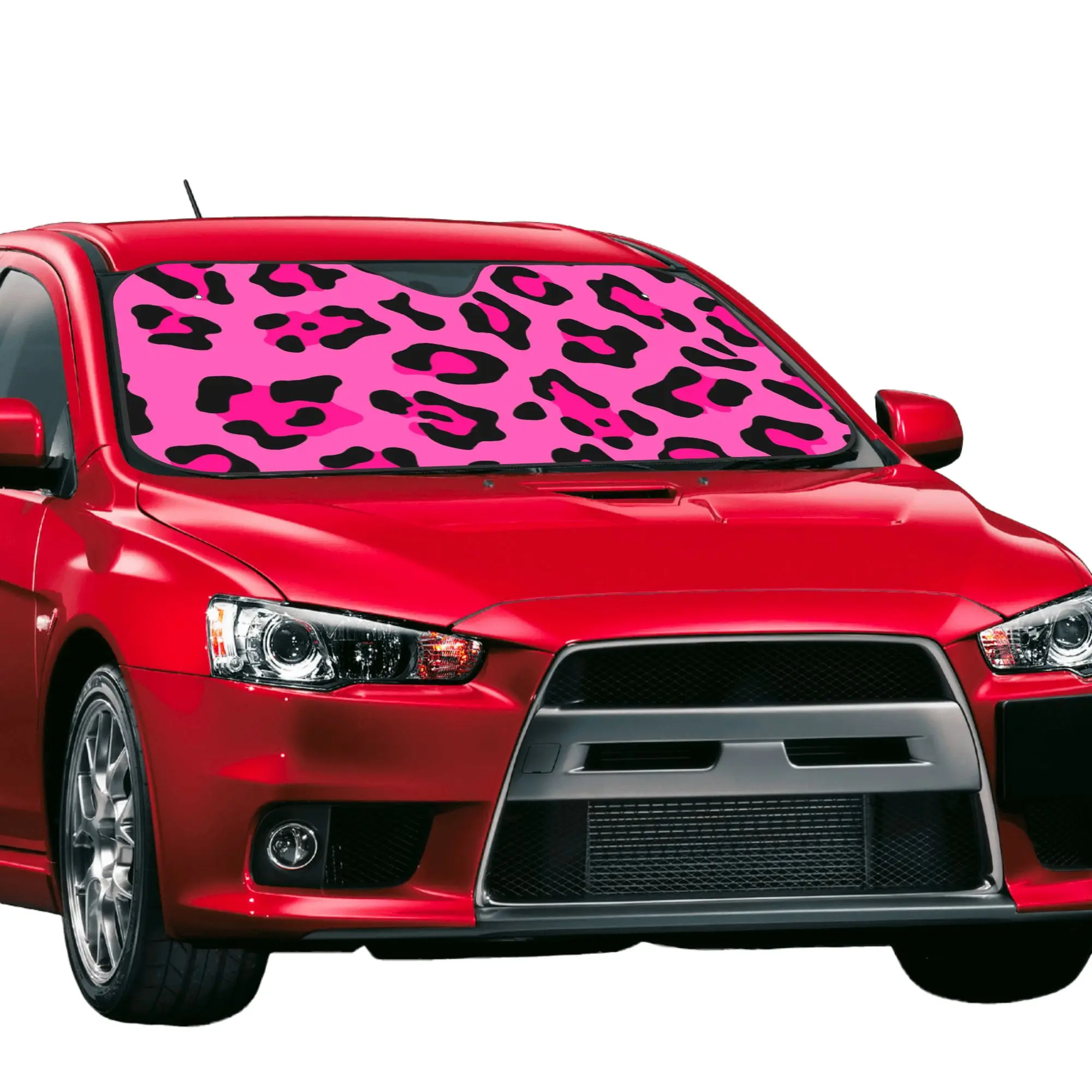 Car Front Windshield Sun Visor Heat Insulation Cover Hot Pink Leopard Animal Cheetah Car Sun Shade  Covers Car Solar Protection