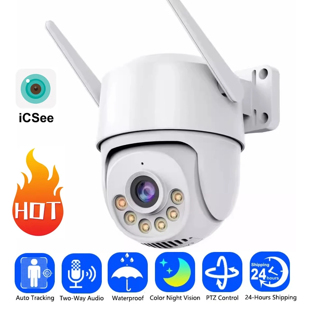 

ICSee 4K 8MP IP Wifi PTZ Camera Network 5MP Speed Dome Auto Tracking Waterproof Color Night Vision Two Way Audio Security Camera