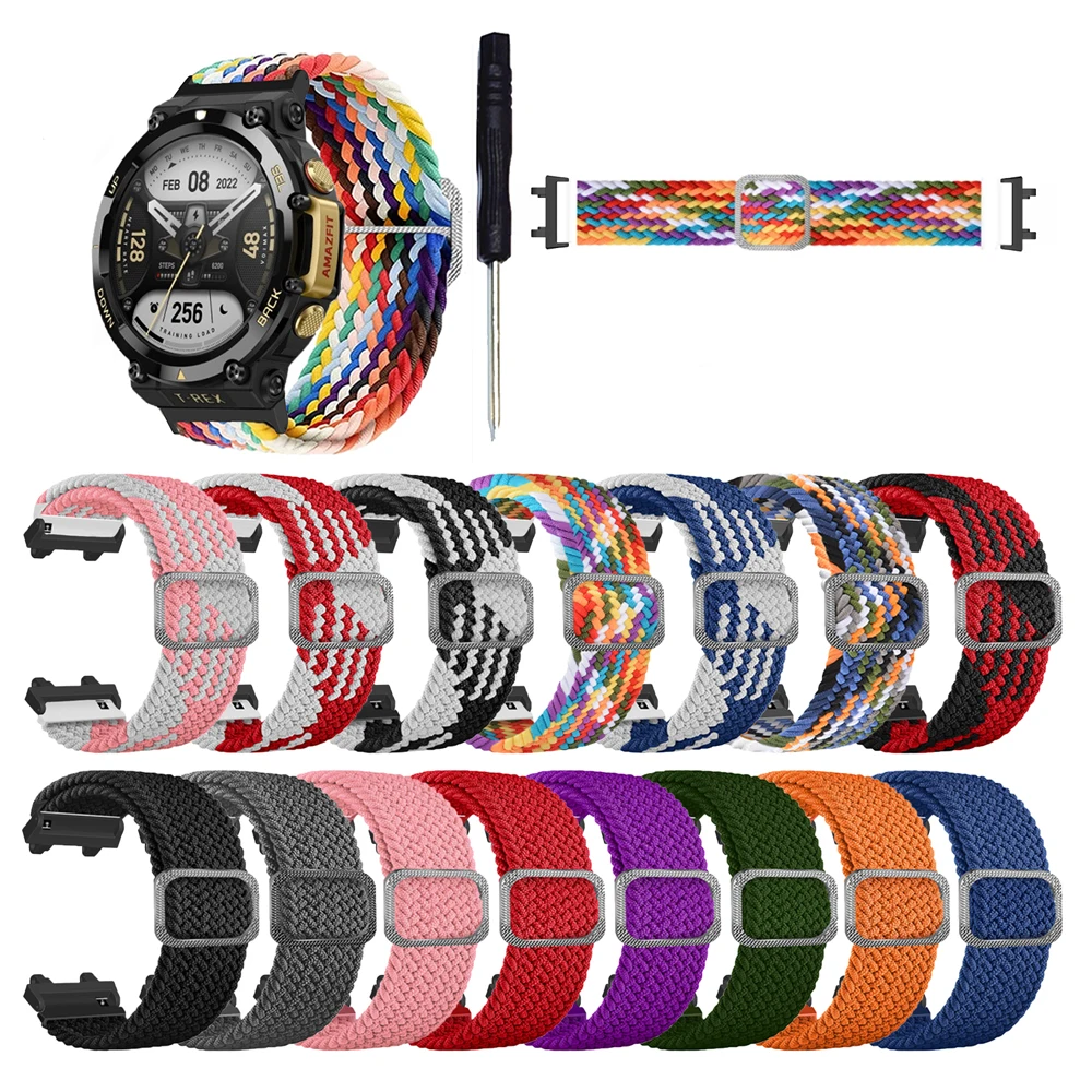 Elastic Braided Straps For Huami Amazfit T Rex 2 Smart Watch Band Nylon Adjustable Bracelet For Xiaomi Amazfit T-Rex Pro Trex 2