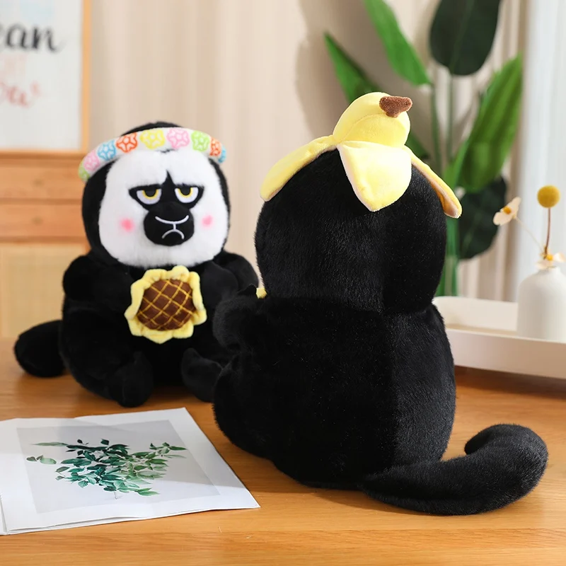 Fluffy White Faced Saki Stuffed Wild Animal Monkey Plush Toy Golden-Faced Saki Soft Dolls Children Birthday Presents Christmas