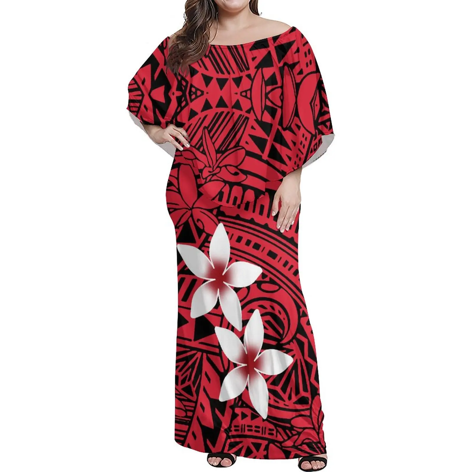 

Women'S Cape Dress Samoan Dress Polynesian Tribe Design Print Party Dress Women'S Maxi Dress Plus Size 7xl