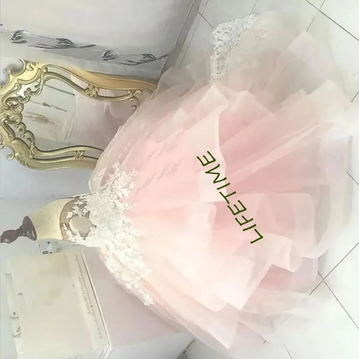 

CustomizedPink Tulle Flower Girls Dress Lace Appliques Pleated Floor Length Dresses Princess Birthday Party Ball Gowns Customize