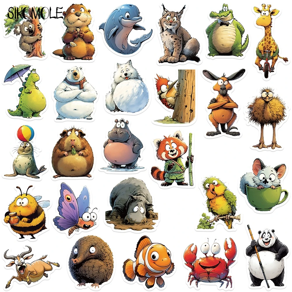 10/30/50PCS Funny Cartoon Animals MEME PVC Stickers Aesthetic DIY Decoration Toy Kid Travel Luggage Decal Graffiti Sticker Pack