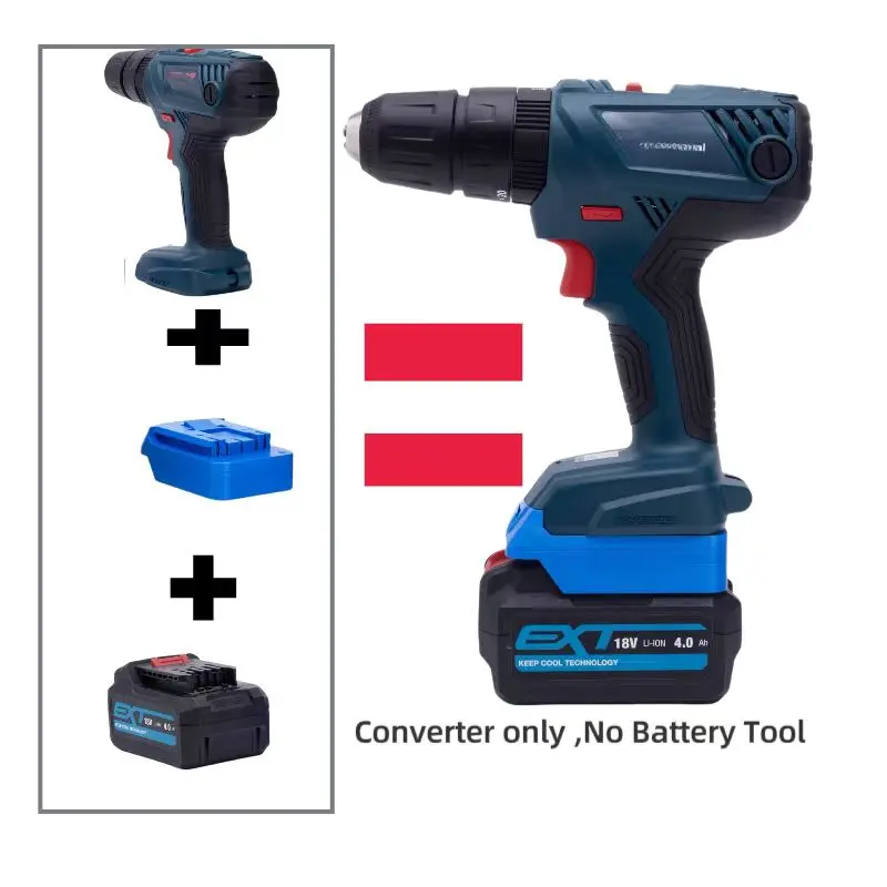 Baterías ﻿ Adaptador para convertidor de baterías de iones de litio Erbauer EXT de 18 V a herramienta Bosch de 18 V ﻿ Convertidor (sin batería ni herramientas)