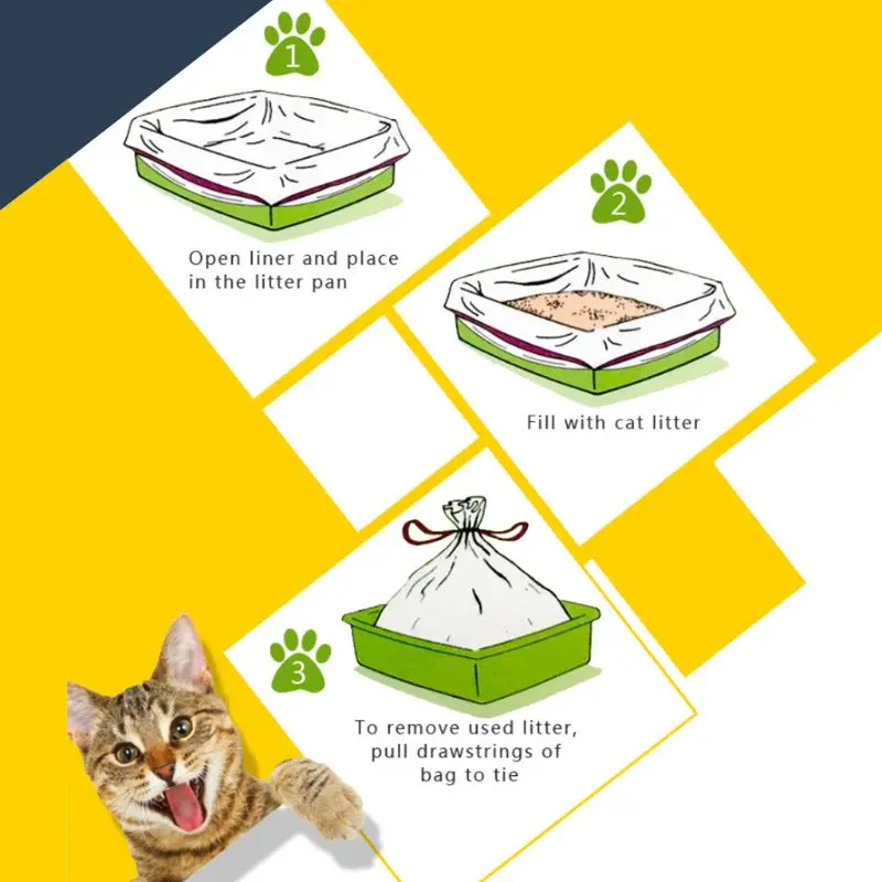 for Cat Litter Box Liners for Cat Litter Tray Bag with Drawstring Scratch Resistant Disposable Bag for Small to Large view 5