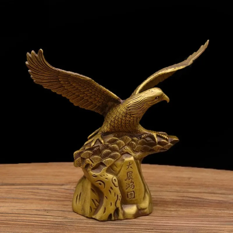 Copper Spreading Wings Eagle Statue Eagle bird Statue Office Home Decor Gift for Desk Ornament