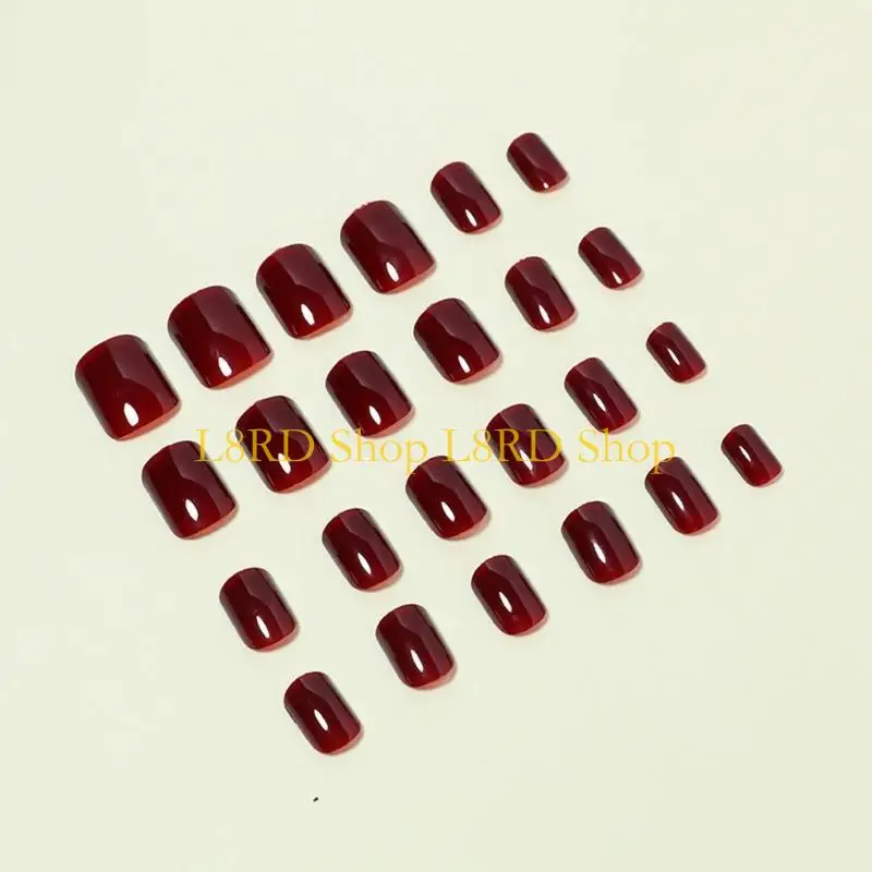 L8rd 24pcs قصيرة المربعة المربعة الأظافر اللامعة لعيد الحب لعشاق الموضة