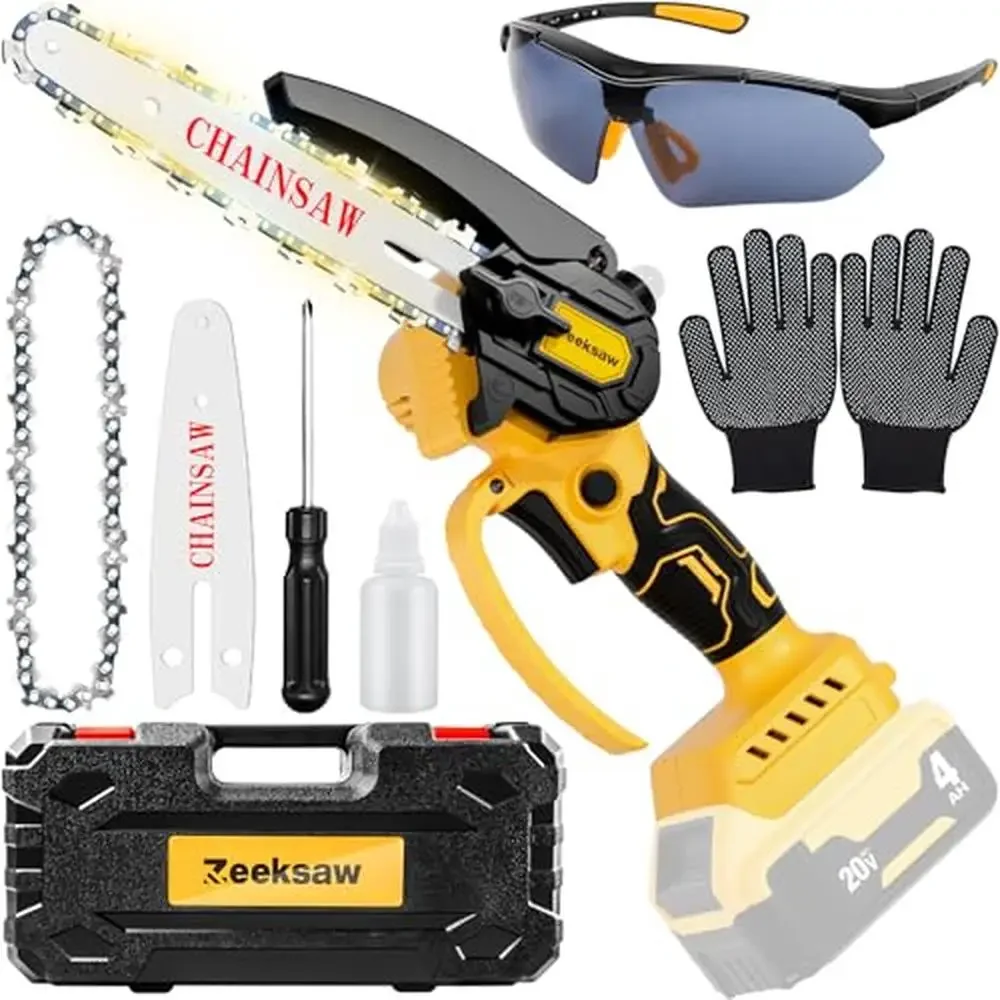 

20V MAX Mini Electric Chainsaw Compatible Small Lightweight Cordless Pruning Chainsaw Kit with 4"6" Chains Carrying Case