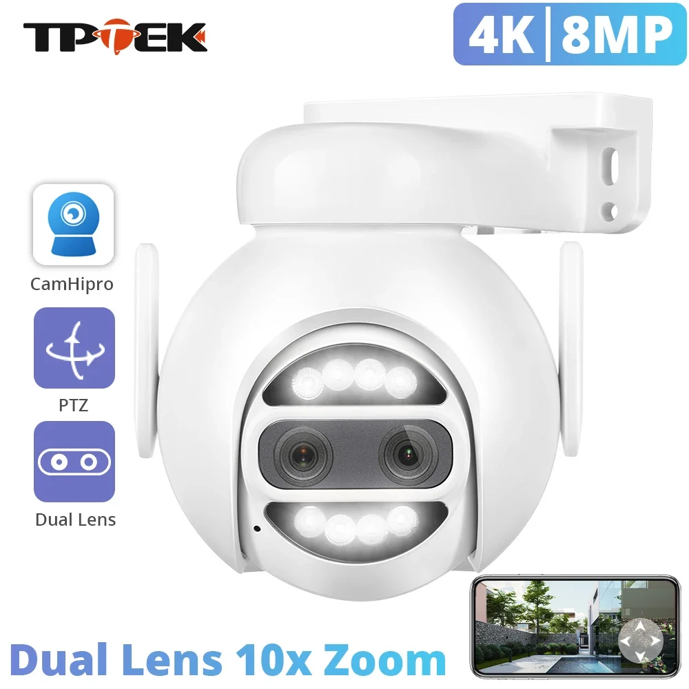 

8MP 4K IP Camera Wifi PTZ Dual Lens 2.8mm 8mm 10x Digital Zoom 4MP Outdoor Surveillance Security CCTV Video CamHipro CamHi Cam