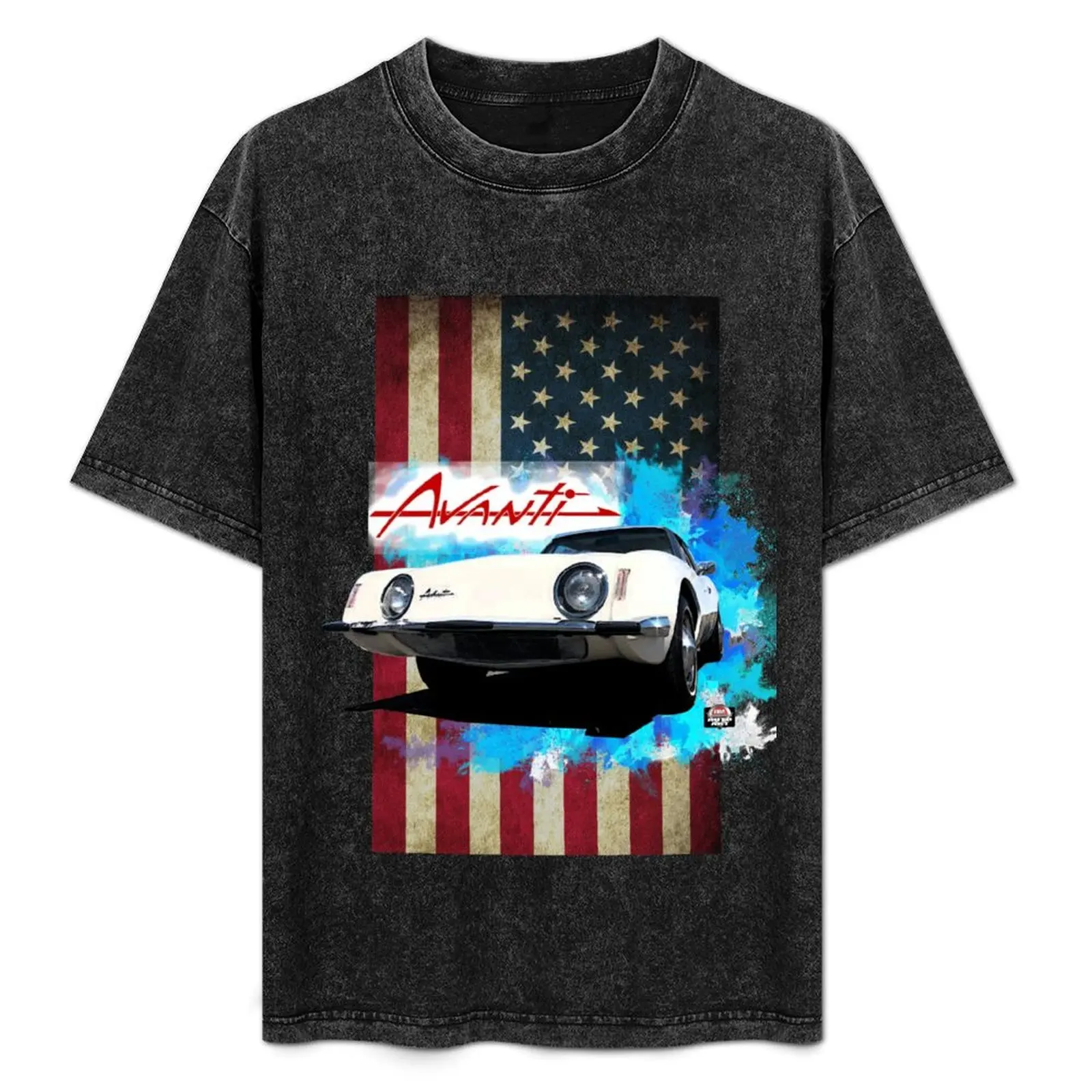 

Классическая футболка Avanti Americas Sports Car с флагом амариканки, футболка большого размера с графическим рисунком, винтажная одежда, рубашки для мужчин