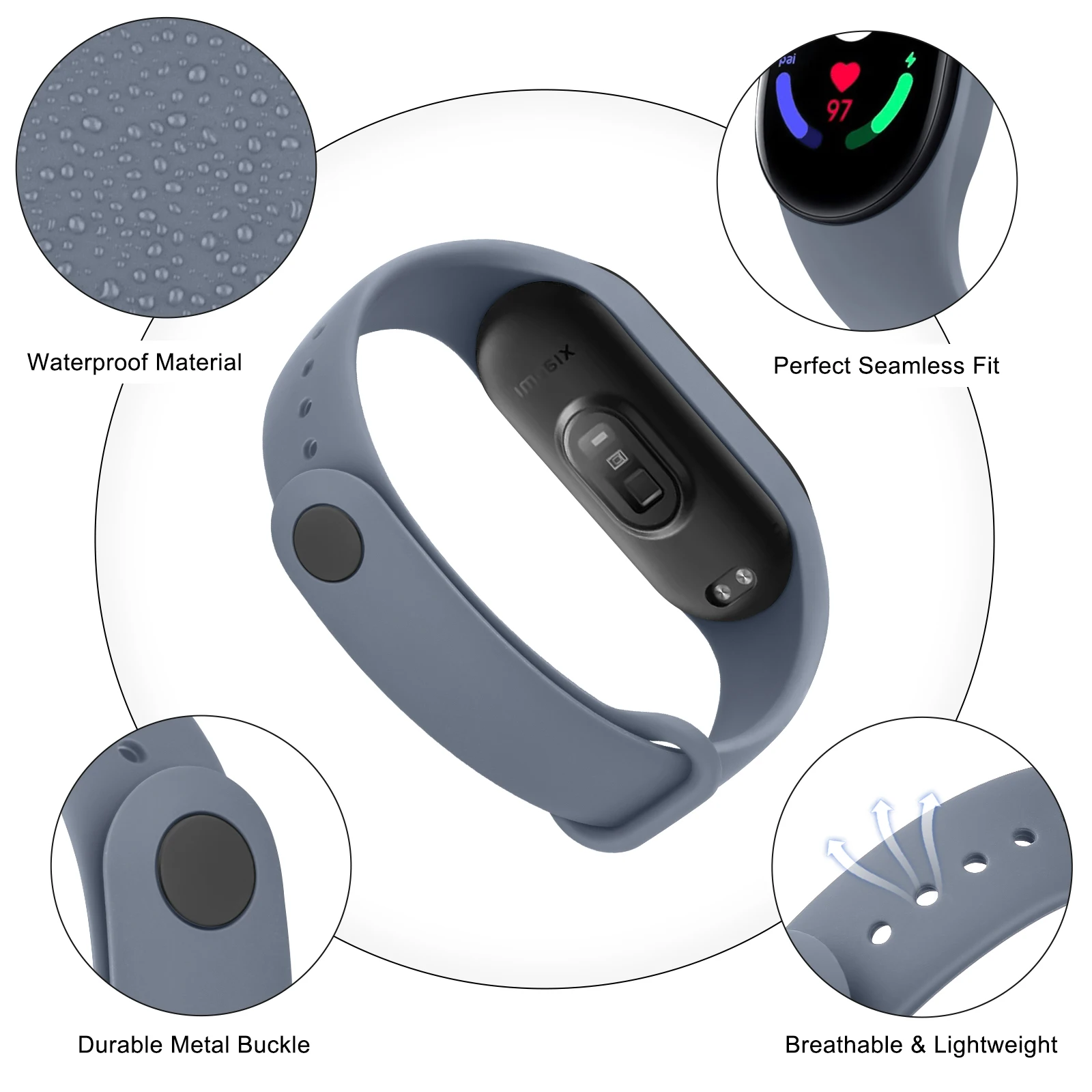 2Pcs ซิลิโคนสำหรับ Xiaomi Mi Band 7สายรัดข้อมือกีฬาสร้อยข้อมือสำหรับ MiBand 7สายรัด