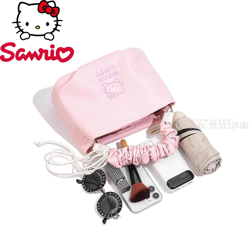 Sanrio Hello Kitty New Women's Shoulder Bag Fashion Trend Mini Women's Handbag Luxury Brand Original Fashion Mini Bucket Bag