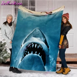 Jaws-Manta de lana de tiburón para cama, colcha cálida de viaje, funda suave