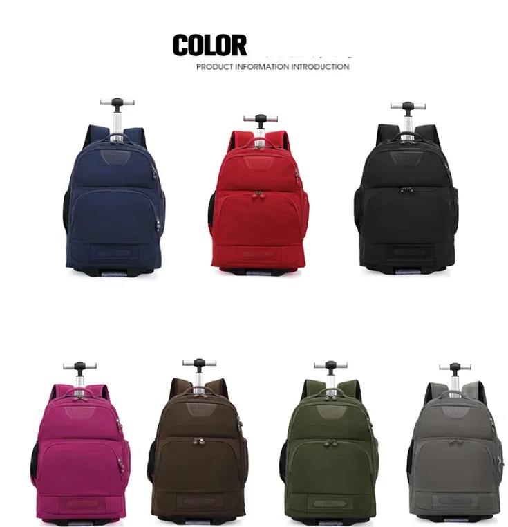 

20 Inch Men Travel Trolley Wheeled Backpack Bags Waterproof Canvas Travel Rolling Suitcase Women Carry-On Travel Luggage Bags