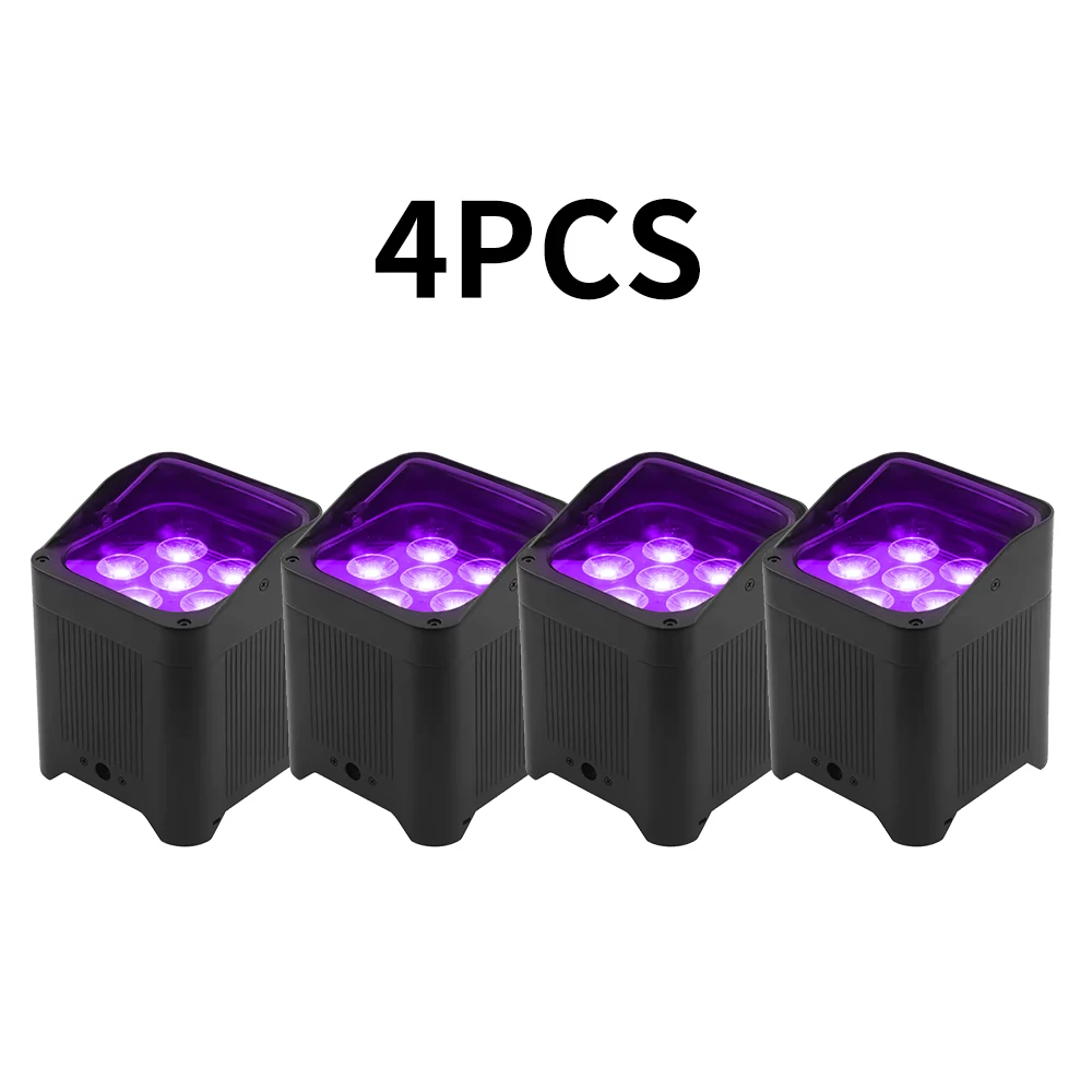 Lumières LED Par à Batterie 6x18W RGBWA + UV 6 en 1, Éclairage de Mariage avec Étui de Transport, Contrôle DMX, Sans Fil, pour ixde Chang, 4 Pièces