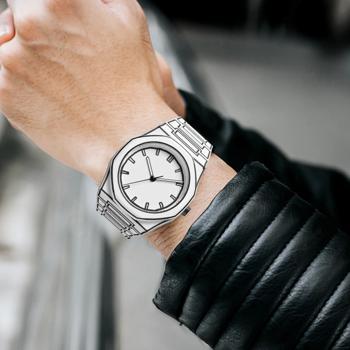 중동 크리에이티브 디자인 스케치 시계 남성용 쿼츠 시계 방수 만화 시계 핫세일 폭발적인 인기