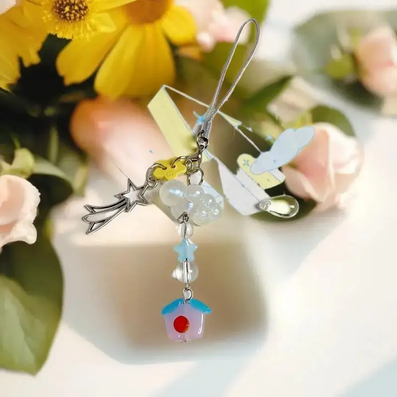 1/2 مجموعة جميلة سحابة المنزل ستارفال المحمول الحبل كيرينغ المعلقات محفظة المتدلية حقيبة الظهر الحلي المفاتيح هدايا احتفالية #1