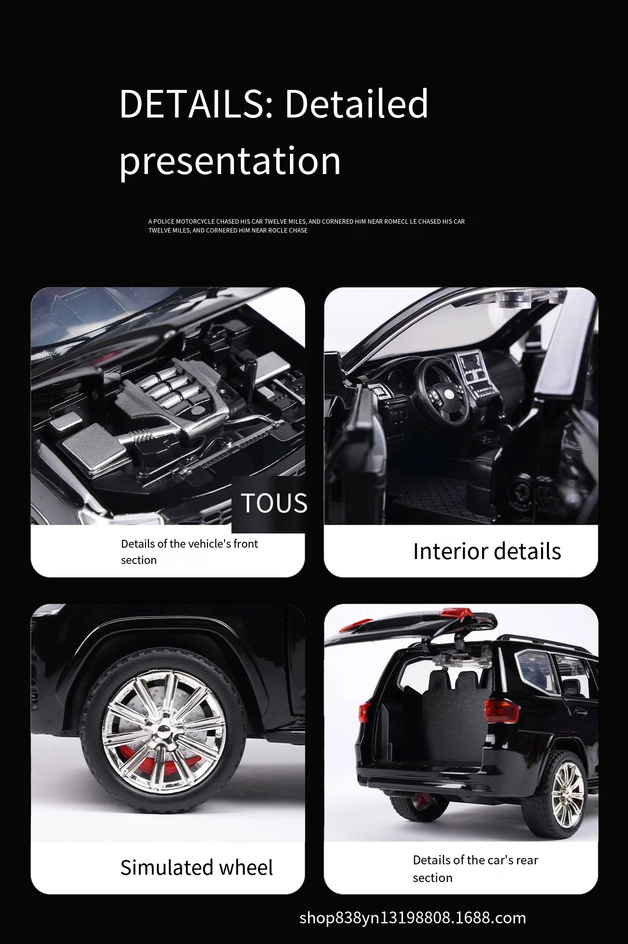 Decorazione della collezione di suoni e luci del modello di auto pull-back in lega pressofusa 1:24