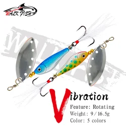 WALK FISH 1Pcs 9g/16.5g Metal VIB Rotating Sequins With Feather Hooks Fishing Lure Spinner Spoon Vibration Bait Fishing Tackle