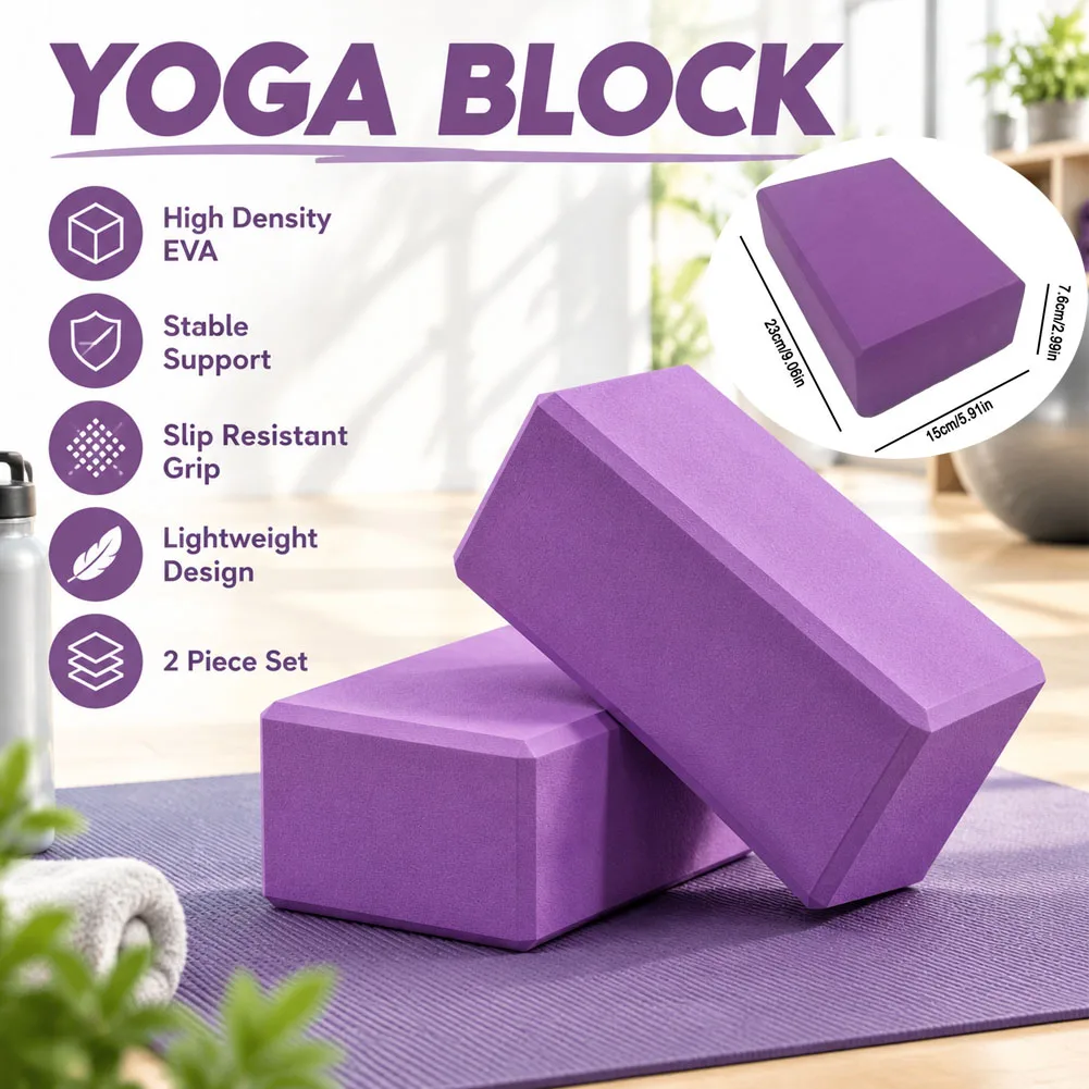 2Pcs EVA Foam Yoga Block Props Brick Gym Pilates Yoga Column Back Exercise Body Building Fitness Sport Workout Equipment
