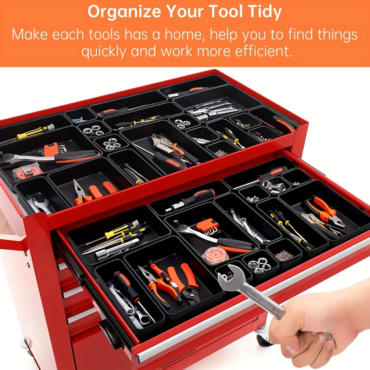 67–9 Stück Werkzeugkasten-Organizer, Schubladenteiler, Tablett für Werkzeugtruhe, Schrank, Hardware-Teile, Schrauben, Muttern, kleine Werkzeuge, Aufbewahrung – Detail 6