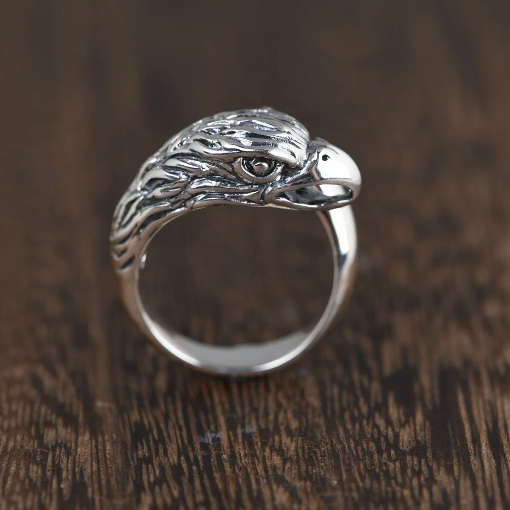 

Vintage Thai Silver Eagle Rings Men 925 Sterling Silver Trendy Animals Jewelry Cool Guys Steam Punk Ring Unusual Hip Hop Dress