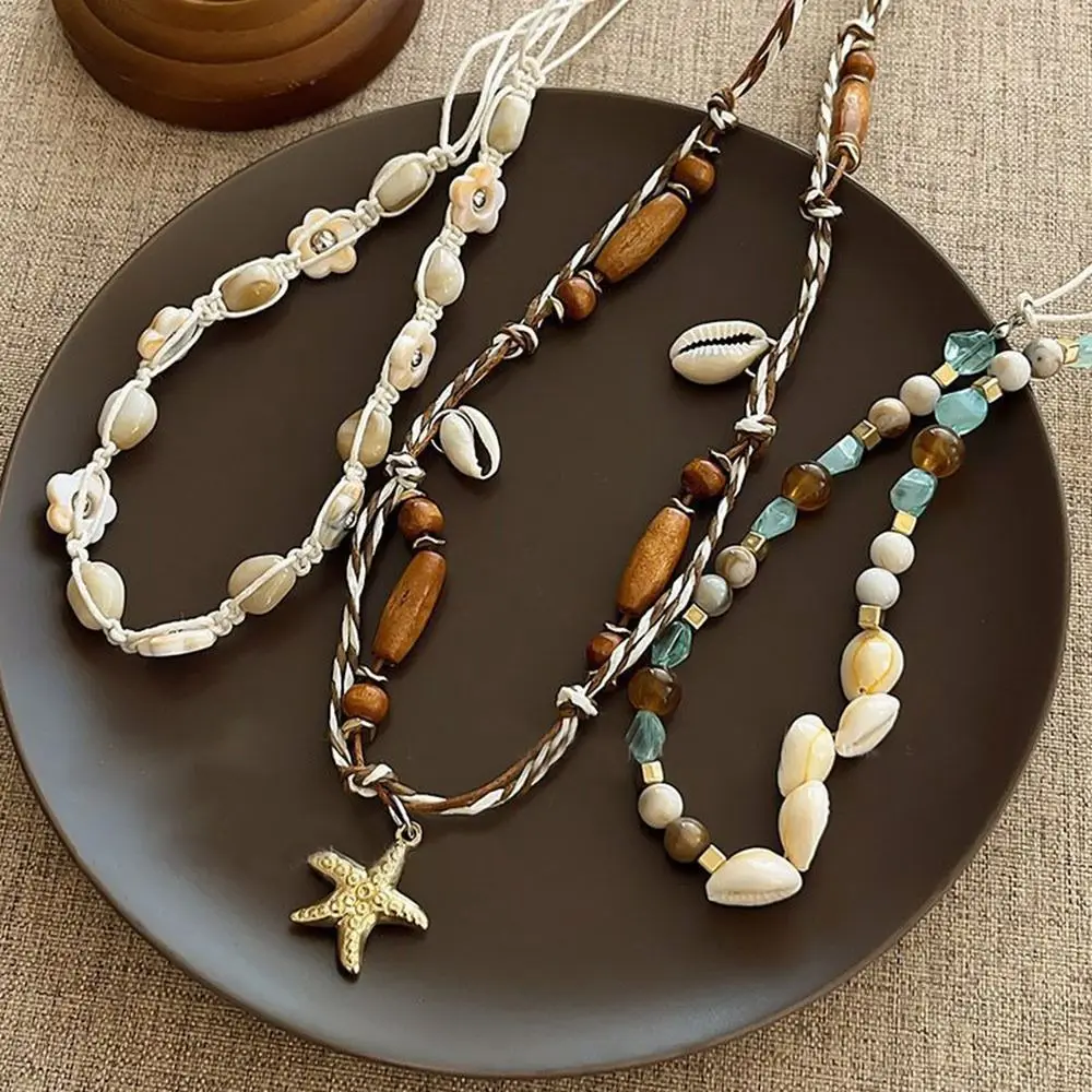 New Bohemian Braided Belts Retro Shell Beads Headband Small Flower Ethnic Style Waist Chain Headband Accessories