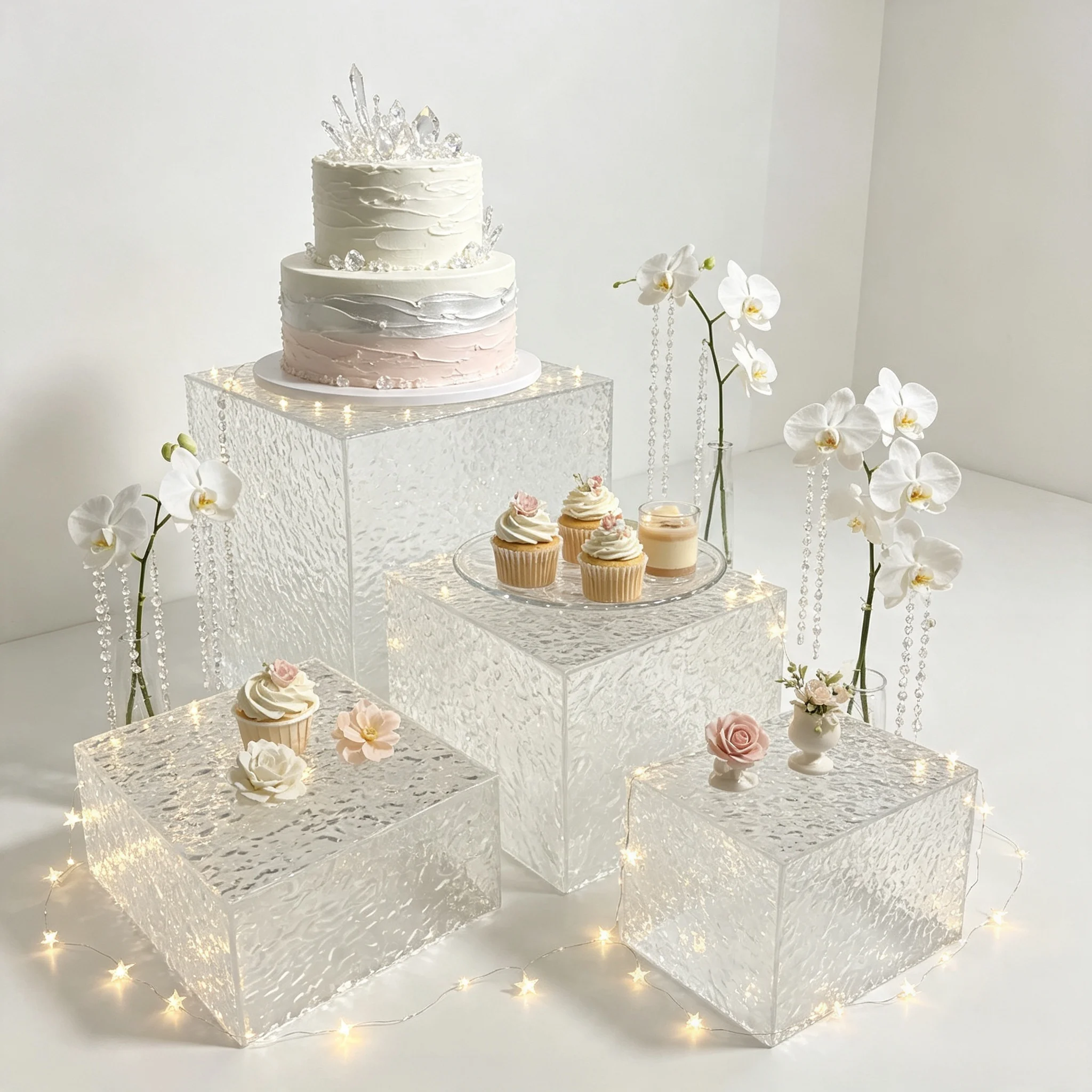 7pcs Self-Service Buffet Rack Dessert Exhibition Display for Business Cold Meal Wedding Cake Opening Tea Break