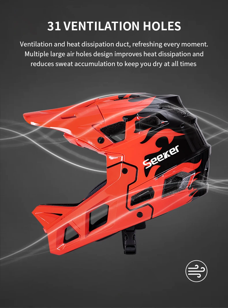 SEEKER Fahrradhelm, Renn-, Downhill-, Mountainbike- und Straßenhelm, einteiliger, vollständig abdeckender Offroad-Integralhelm – Detail 5