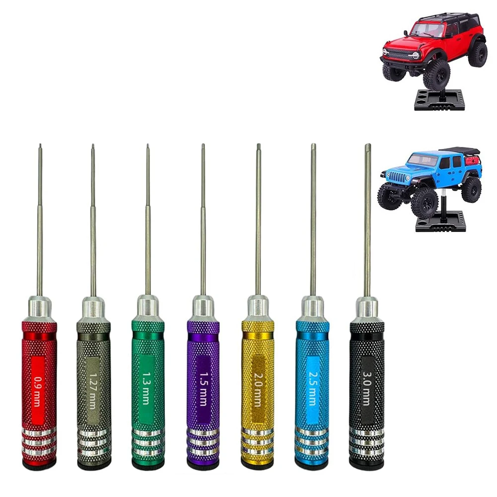 7pcs Colorful Hex Screwdriver Set Precision Repair Tools For Rc Car Models 0.9-3.0mm Hex Screwdriver Set Hand Tools Nutdrivers