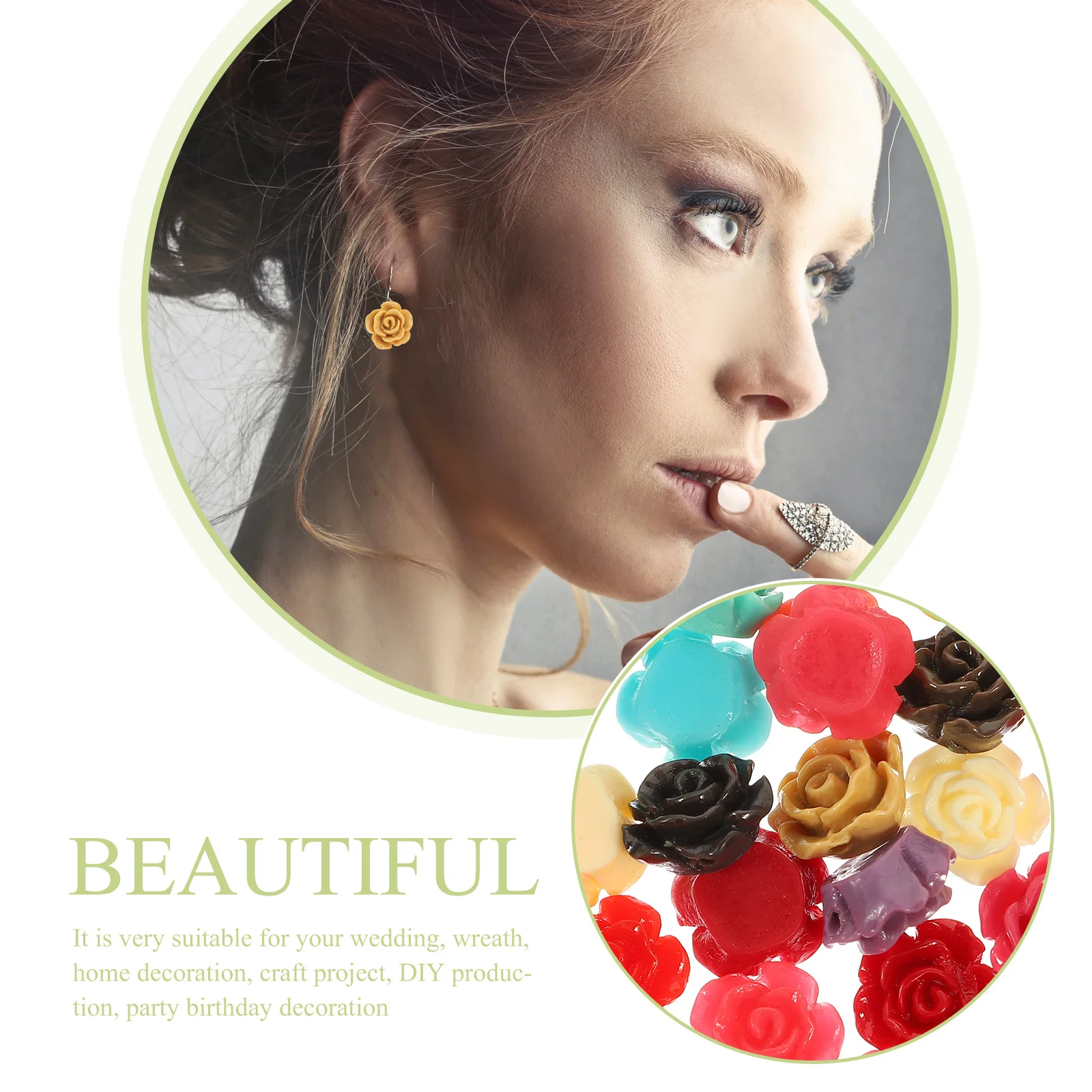 

100Pcs Resin Rose Beads for DIY Jewelry Making Smooth Handcraft Spacer Beads for Bracelets Necklaces Crafts Decor