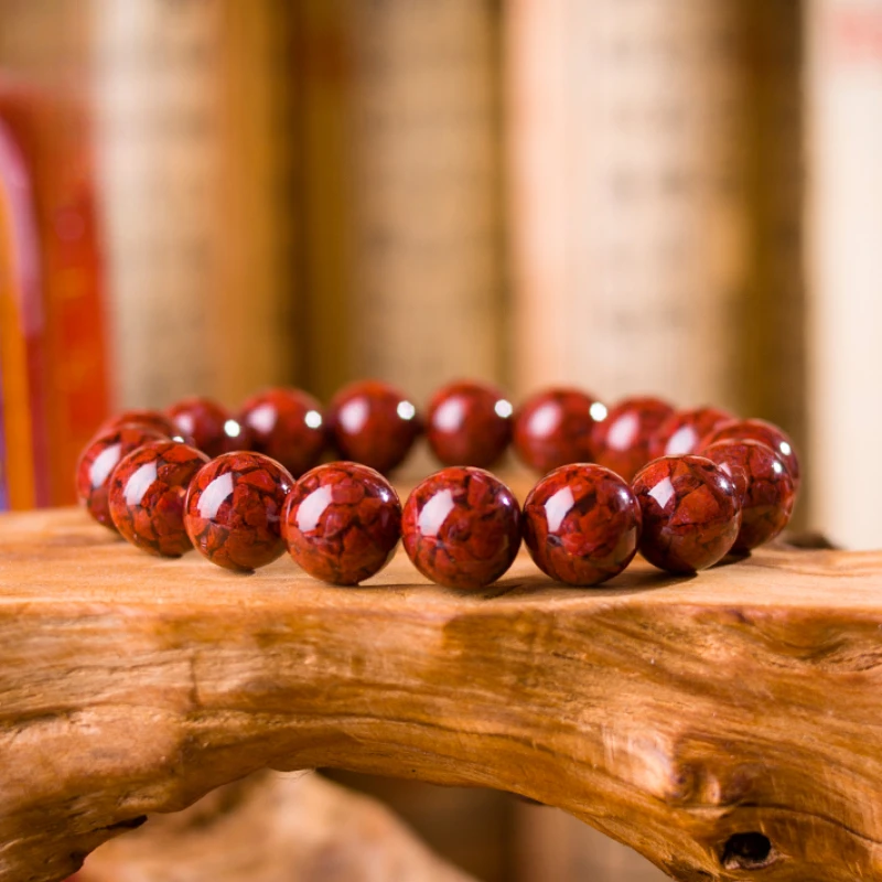 

Natural Jadified Raw Ore Crystal Cinnabar Bracelet Men and Women's Natal Year Lucky Bracelet Buddhist Buddha Prayer Bracelet