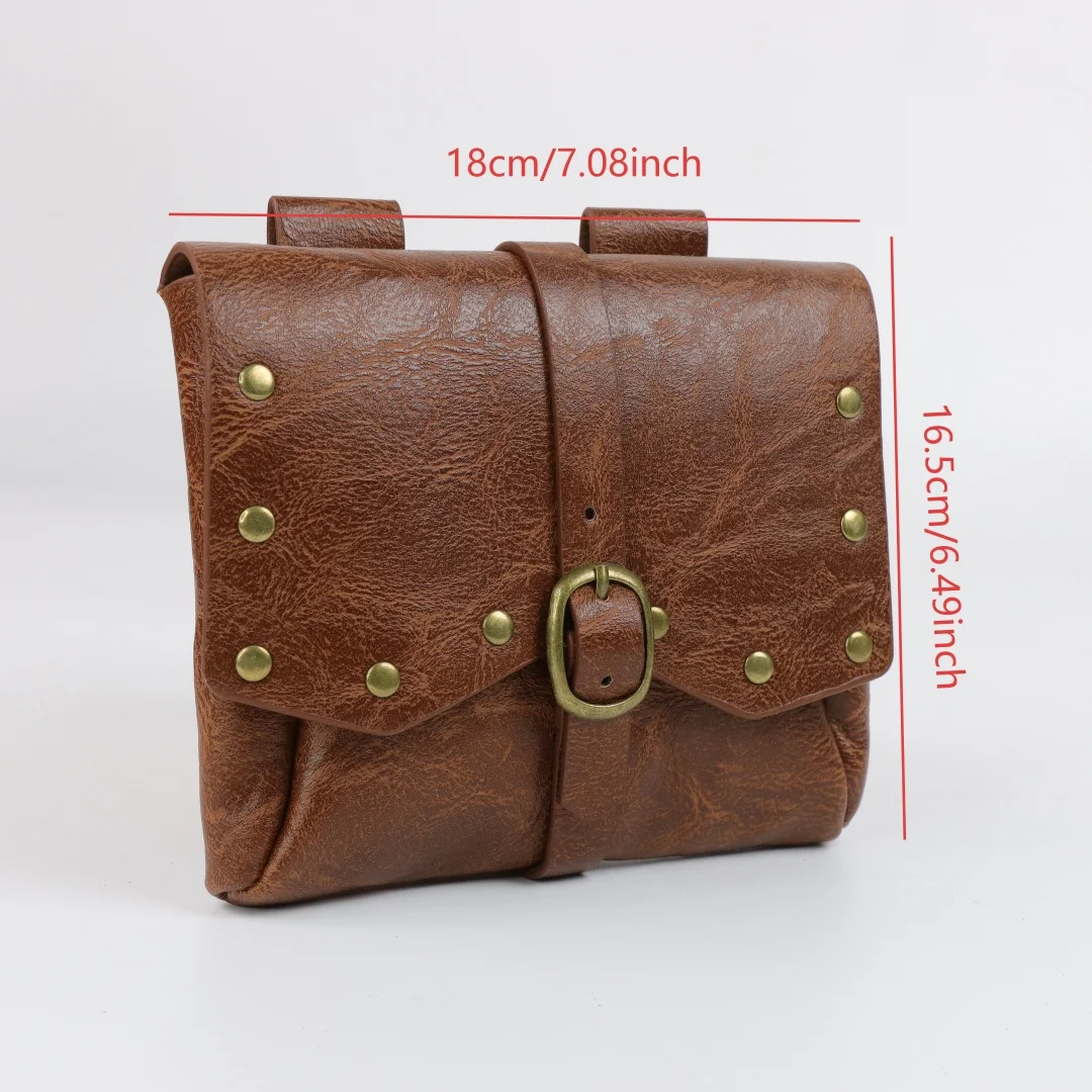 Steampunk Vintage Leather Pouch Bag Buckle Belt Medieval Renaissance Viking Larp Wallet Men Women Costume Gear Kits For Adult - view 6