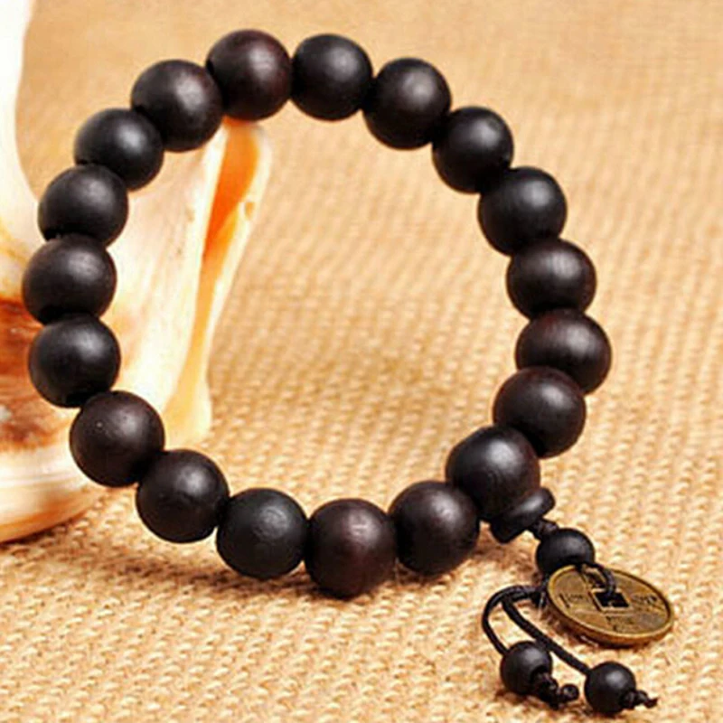 Women\'s Men\'s Wood Buddha Buddhist Prayer Beads Tibet Mala Charm Lucky Wrist Bracelet 1PC